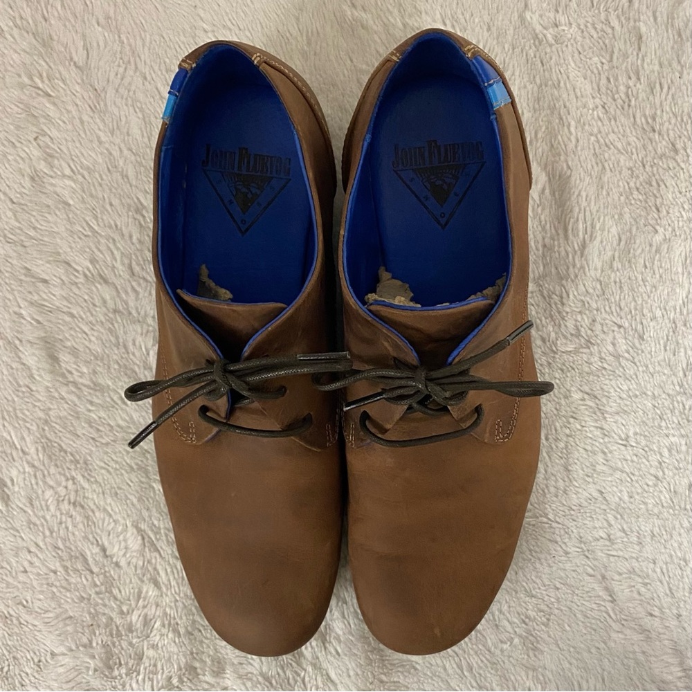 John Fluevog Radio CBC Brown Leather Classic Derby Oxfords Men’s Size 7.5 - Picture 6 of 13